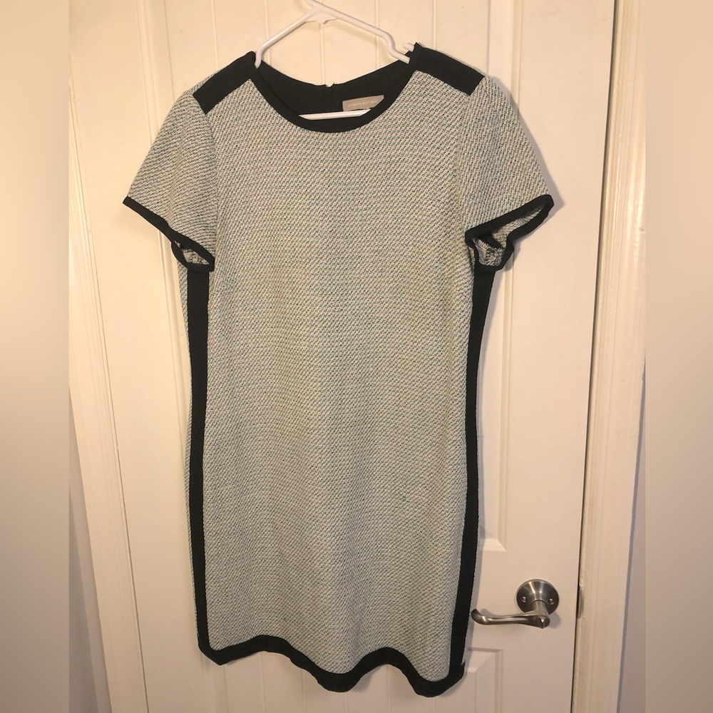 Banana Republic shift dress with tuxedo siding.